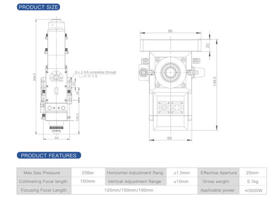 WSX NC30E CNC Fiber Laser Cutting Head For Laser Cutter DAPENG